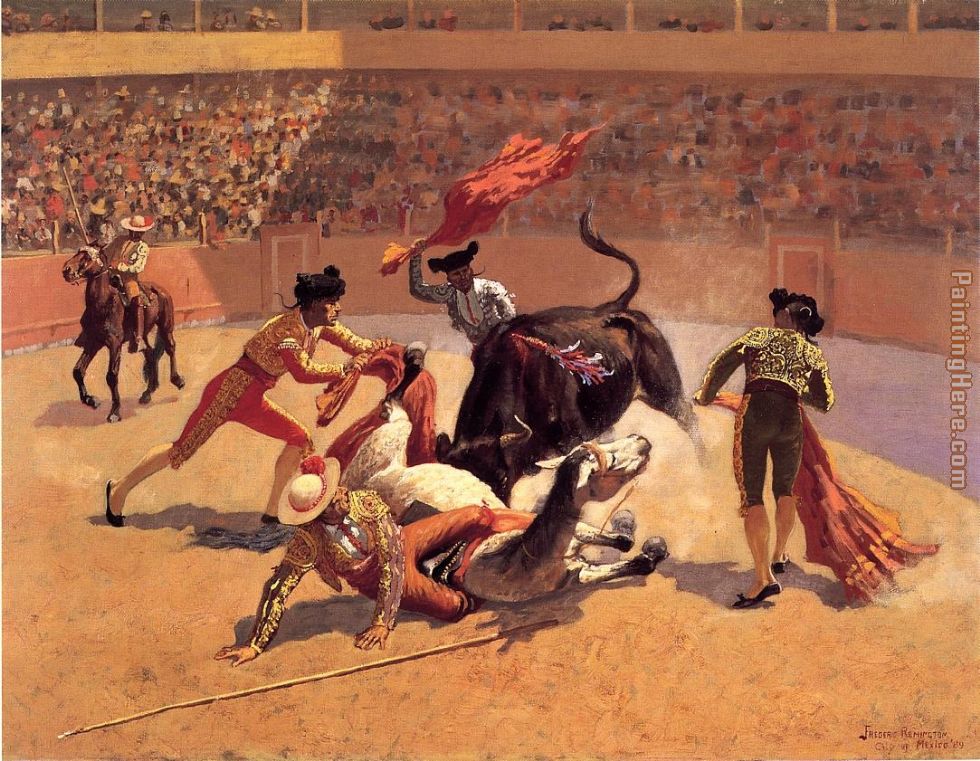 Bull Fight in Mexico painting - Frederic Remington Bull Fight in Mexico art painting